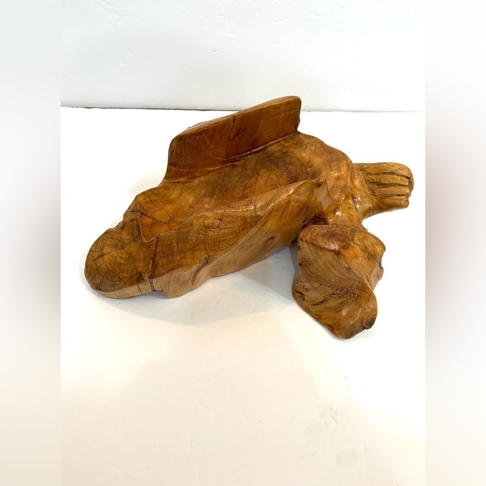 Vintage Carved Natural Wooden Wine Holder EUC